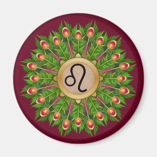 Peacock Feather WAN Zodiac Sign Leo Magnet
