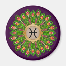 Peacock Feather WAN Zodiac Sign Pisces Magnet