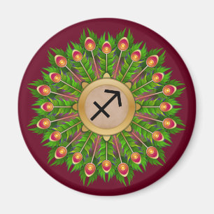 Peacock Feather WAN Zodiac Sign Sagittarius Magnet