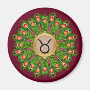 Peacock Feather WAN Zodiac Sign Taurus Magnet