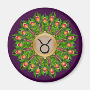Peacock Feather WAN Zodiac Sign Taurus Magnet