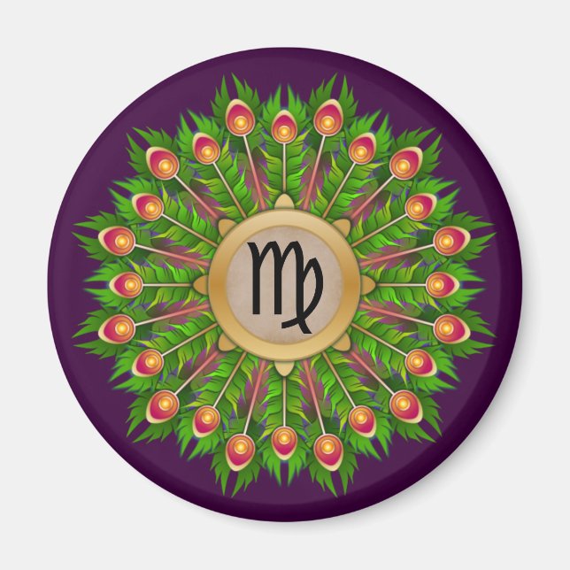 Peacock Feather WAN Zodiac Sign Våg Magnet (Framsidan)
