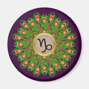 Peacock Feather WAN Zodiac-tecken Capricorn Magnet