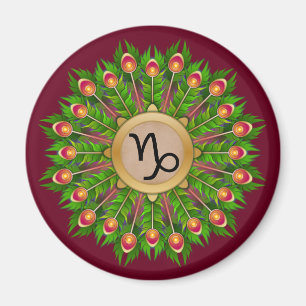 Peacock Feather WAN Zodiac-tecken Capricorn Magnet