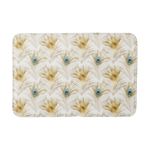 PEACOCK FEATHER WHITH BATH MAT BADRUMSMATTA