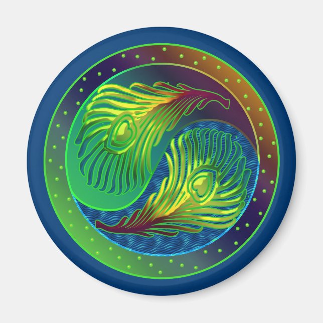 Peacock Feather Yin Yang 4 Magnet (Framsidan)