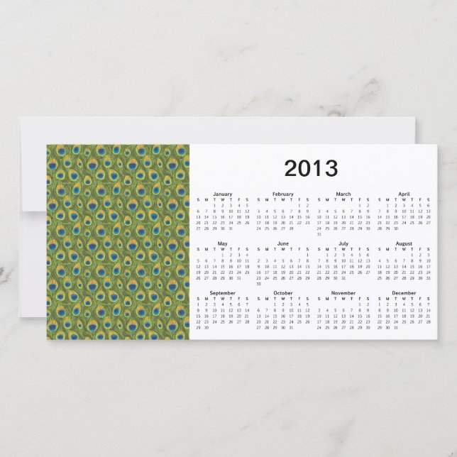 Peacock Feathers 2013 Calendar Photo Card (Framsida)