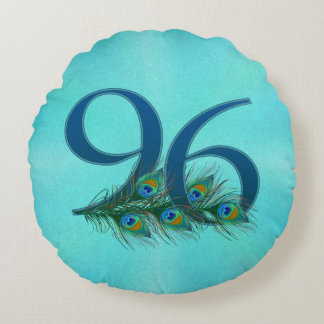 Peacock Feathers 96 Birthday Anniversary Milestone Rund Kudde