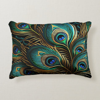 Peacock Feathers - Art Deco Prydnadskudde