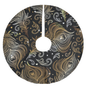 Peacock Feathers: Artistic Freehand Teckning. Julgransmatta Borstad Polyester
