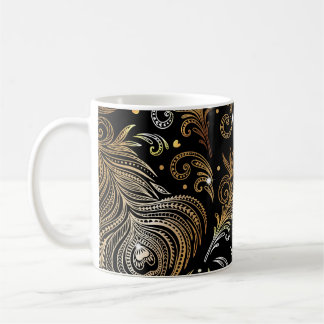 Peacock Feathers: Artistic Freehand Teckning. Kaffemugg
