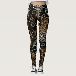 Peacock Feathers: Artistic Freehand Teckning. Leggings