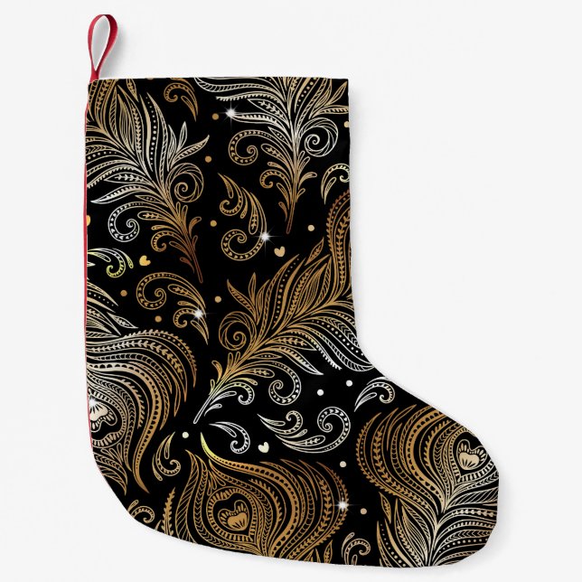 Peacock Feathers: Artistic Freehand Teckning. Liten Julstrumpa (Framsidan)