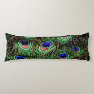 Peacock Feathers Blue Teal Photography accent Pill Kroppskudde