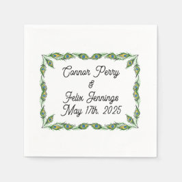 Peacock Feathers Bröllop Cocktail Pappersservett