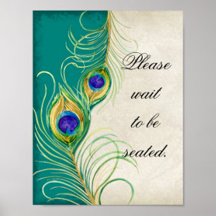 Peacock Feathers Bröllop Photography Booth Sign Poster