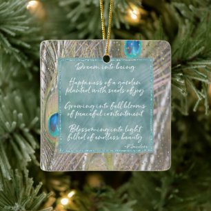 Peacock Feathers Dream Dikt Guld Confetti Julgransprydnad Keramik