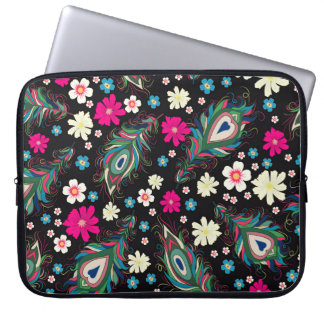 Peacock Feathers Embroidery Seamless Mönster Laptop Fodral