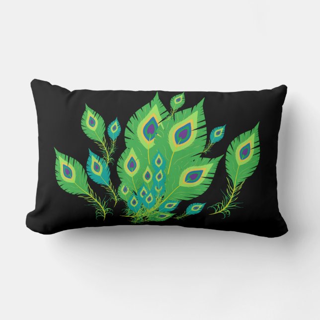 Peacock Feathers | Fåglar av husdjur | Natur Lumbarkudde (Framsida)