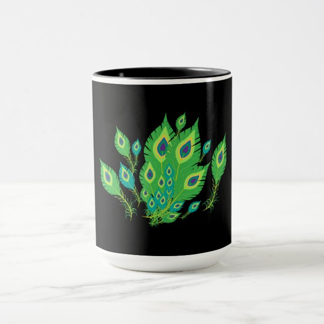 Peacock Feathers | Fåglar av husdjur | Natur Mugg (Center)