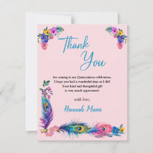 Peacock Feathers & Flowers Quinceañera Rosa Flat Tack Kort