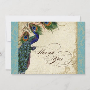 Peacock Feathers Formal Tackkort Aqua Blue Anteckningskort
