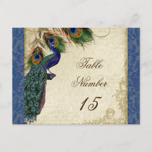 Peacock Feathers Formella Bröllop Bordsnummer