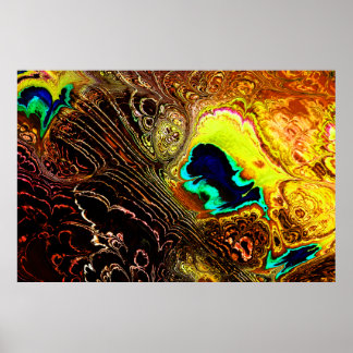 Peacock Feathers Fractal 1 Skriv ut Poster