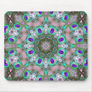 Peacock Feathers Geometric Mandala Mousepad Musmatta