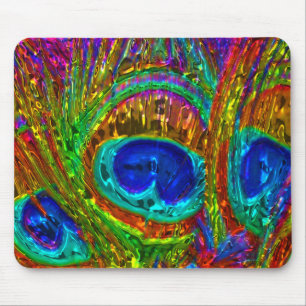 Peacock Feathers Glass Art 1 Mousepad Musmatta