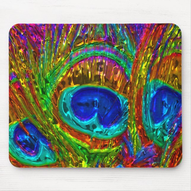 Peacock Feathers Glass Art 1 Mousepad Musmatta (Framsidan)