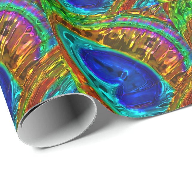 Peacock Feathers Glass Art 1 Omslagning Papper Presentpapper (Rullad Hörn)