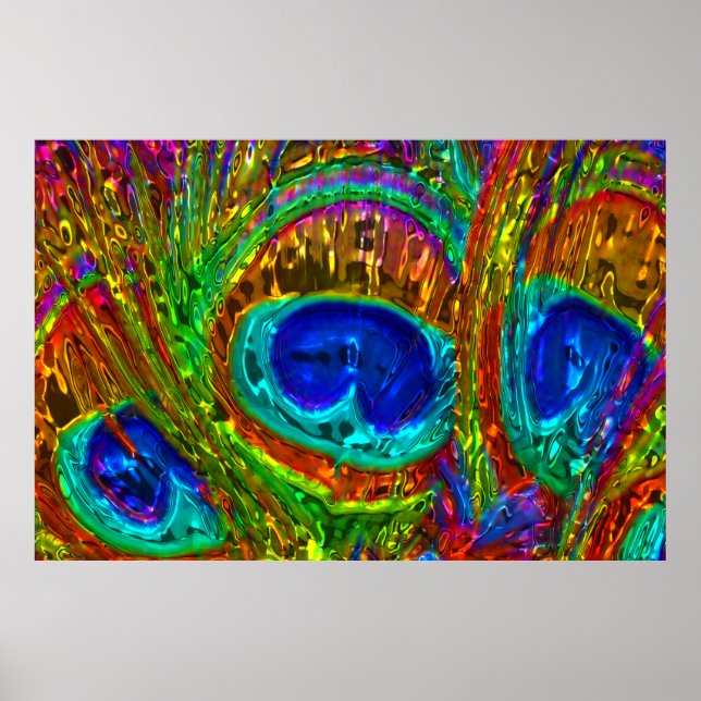 Peacock Feathers Glass Art 1 Poster (Framsidan)