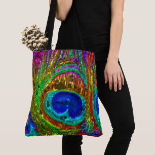 Peacock Feathers GlassArt1 Tote Bag-nummer för öve Tygkasse