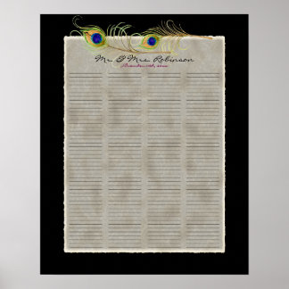 Peacock Feathers Guest Bok Signing Poster