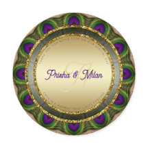 Peacock Feathers Guld Modern Indian Bröllop