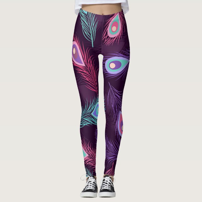 Peacock Feathers: Hand plockade Vintage. Leggings (Framsida)