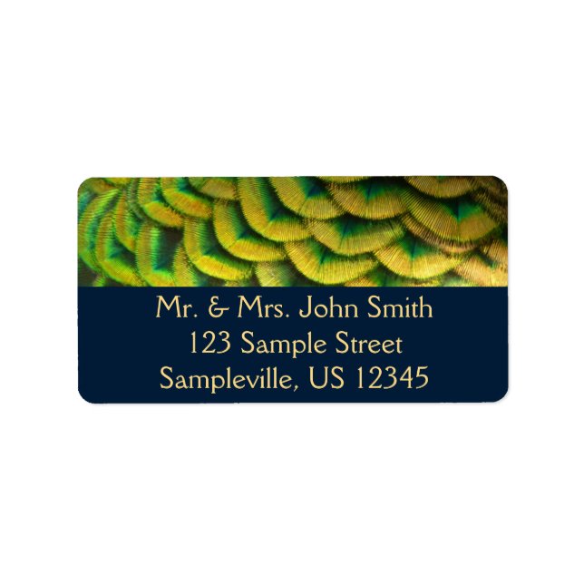 Peacock Feathers II Färgbeskaffenhet Adressetikett (Framsidan)
