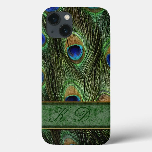 Peacock Feathers iPhone 6 Fodral Monogram (Baksida)