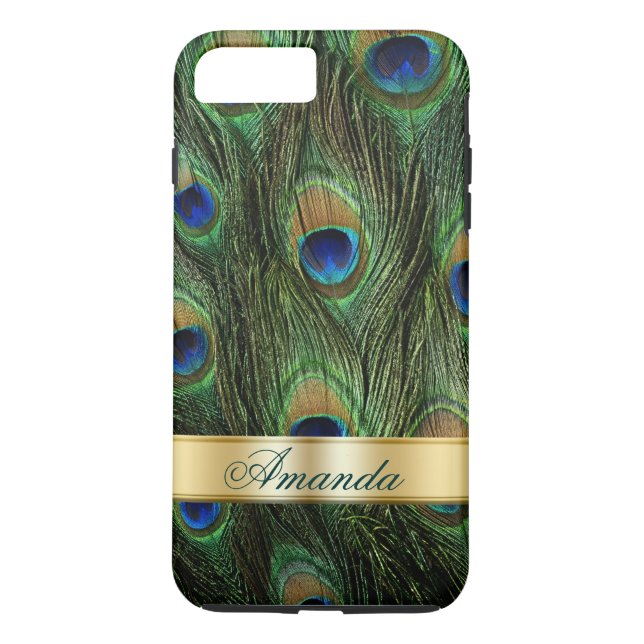 Peacock Feathers iPhone 7 Plus Monogram Fodral Case-Mate iPhone Skal (Baksida)
