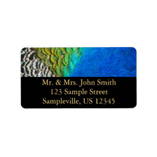 Peacock Feathers IV Colorful Abstrakt Natature Adressetikett