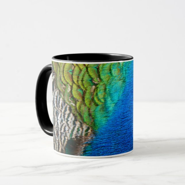 Peacock Feathers IV Colorful Abstrakt Natature Mugg (Framsida vänster)