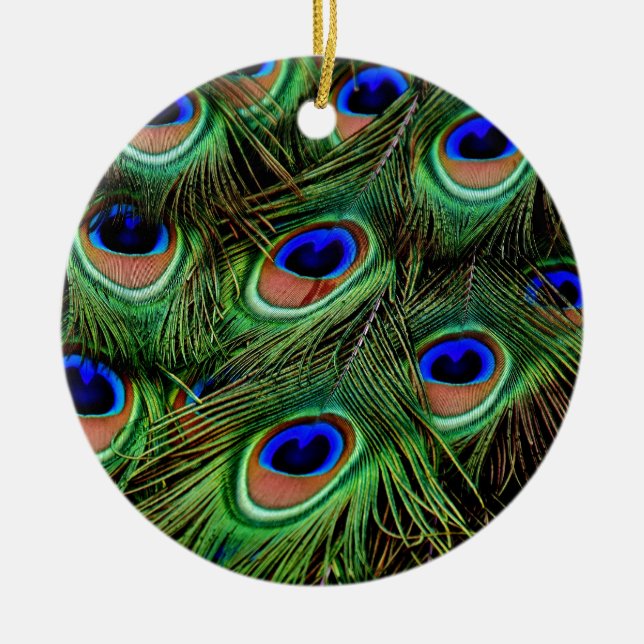 Peacock Feathers Julgransprydnad Keramik (Framsidan)