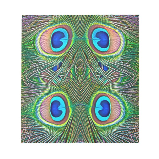 Peacock Feathers Kaleidoscope Skriv ut Anteckningsblock (Framsida)