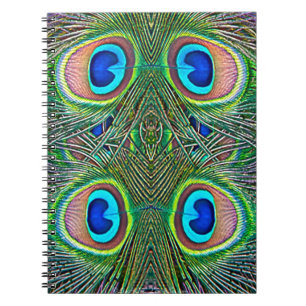 Peacock Feathers Kaleidoscope Skriv ut Anteckningsbok