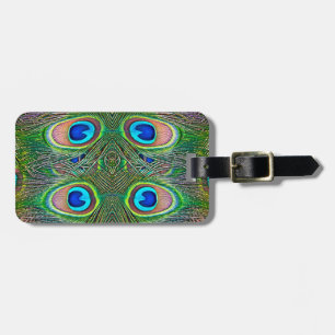 Peacock Feathers Kaleidoscope Skriv ut Bagagebricka