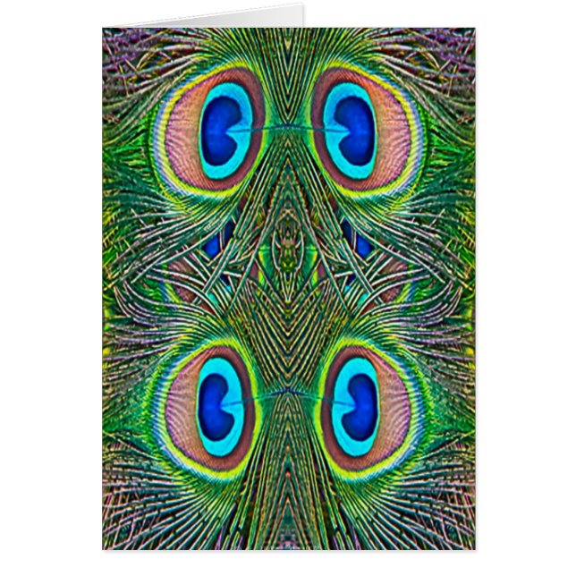 Peacock Feathers Kaleidoscope Skriv ut Hälsningskort (Framsidan)