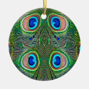 Peacock Feathers Kaleidoscope Skriv ut Julgransprydnad Keramik