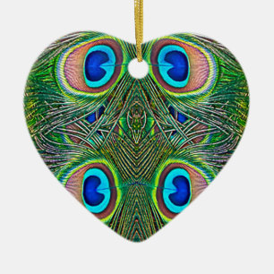 Peacock Feathers Kaleidoscope Skriv ut Julgransprydnad Keramik