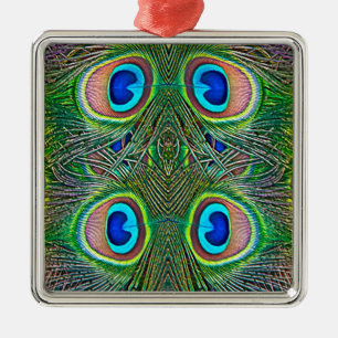 Peacock Feathers Kaleidoscope Skriv ut Julgransprydnad Metall